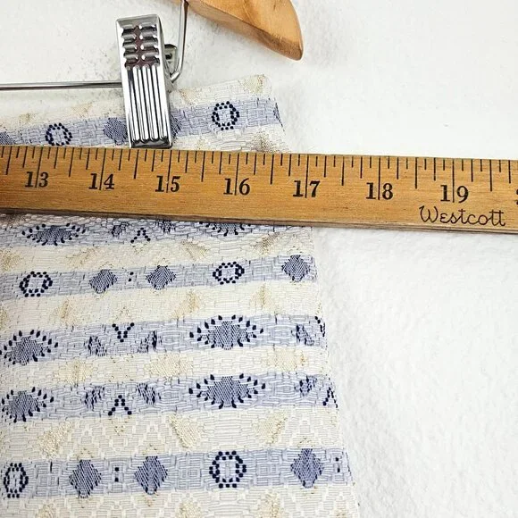 J. CREW F Women Sz 10 Gold Blue White Metallic Jacquard Brocade Skirt Lined Zip - Picture 5 of 10